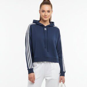 Adidas Blue & White Long Sleeve Cropped Hoody Sweatshirt M